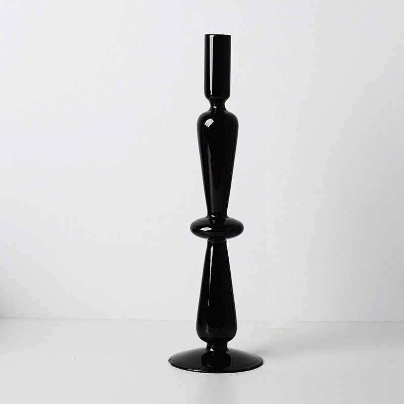 All Black Glass Candle Holders - Image 4