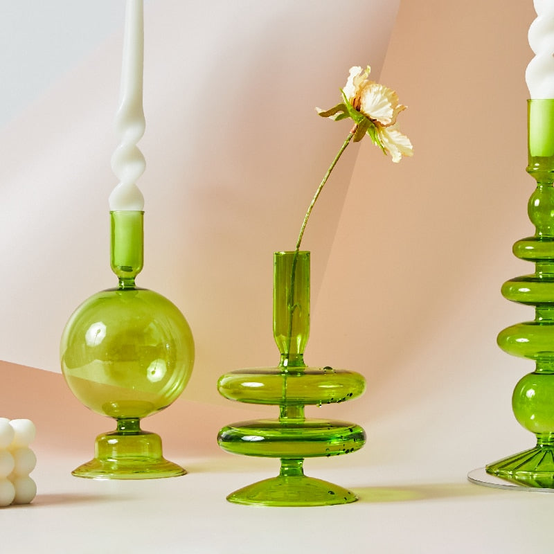 Green Grass Glass Candle Holders - Image 3