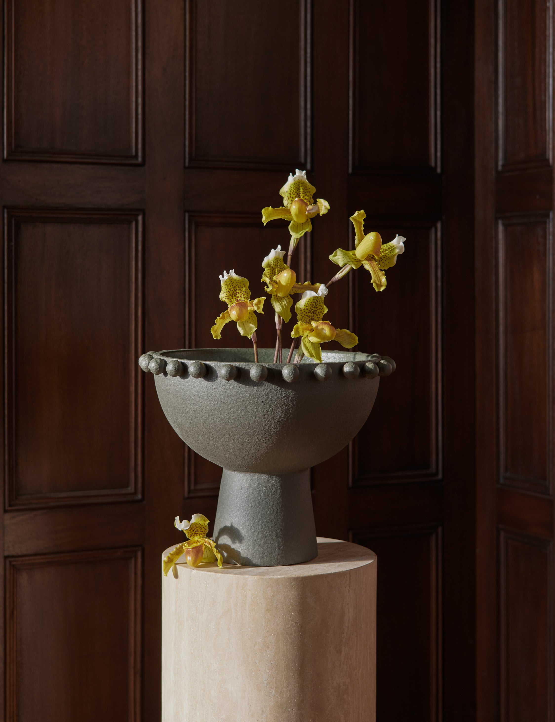 Sculptural Beaded Ceramic Bowl - DarkOlive - Image 3