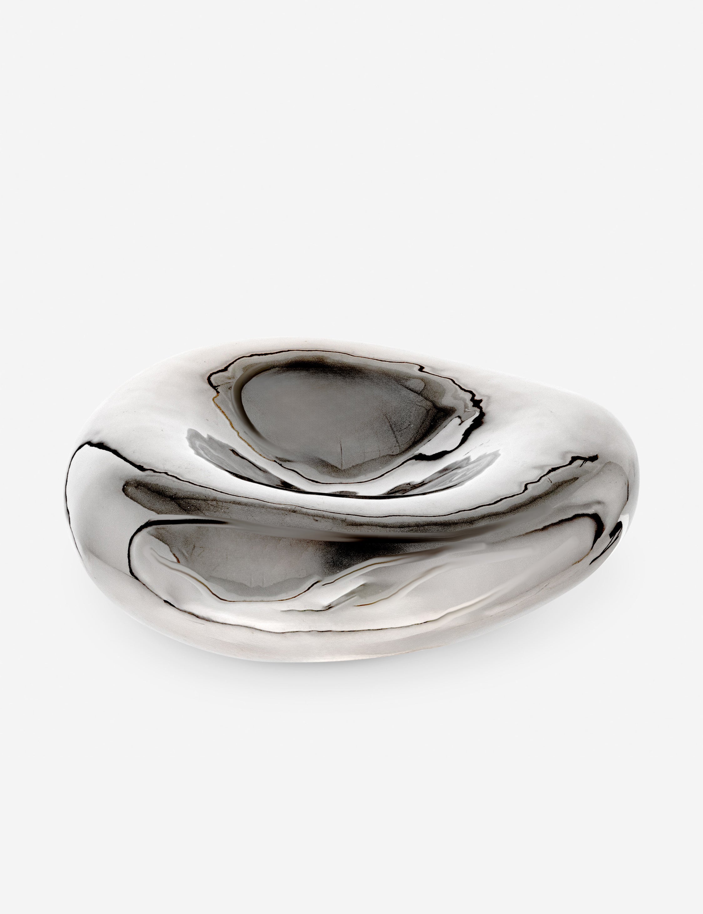 Sculptural Modern Stoneware Bowl - Chrome - Image 2