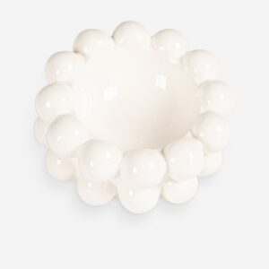 Sculptural White Stoneware Bowl - White