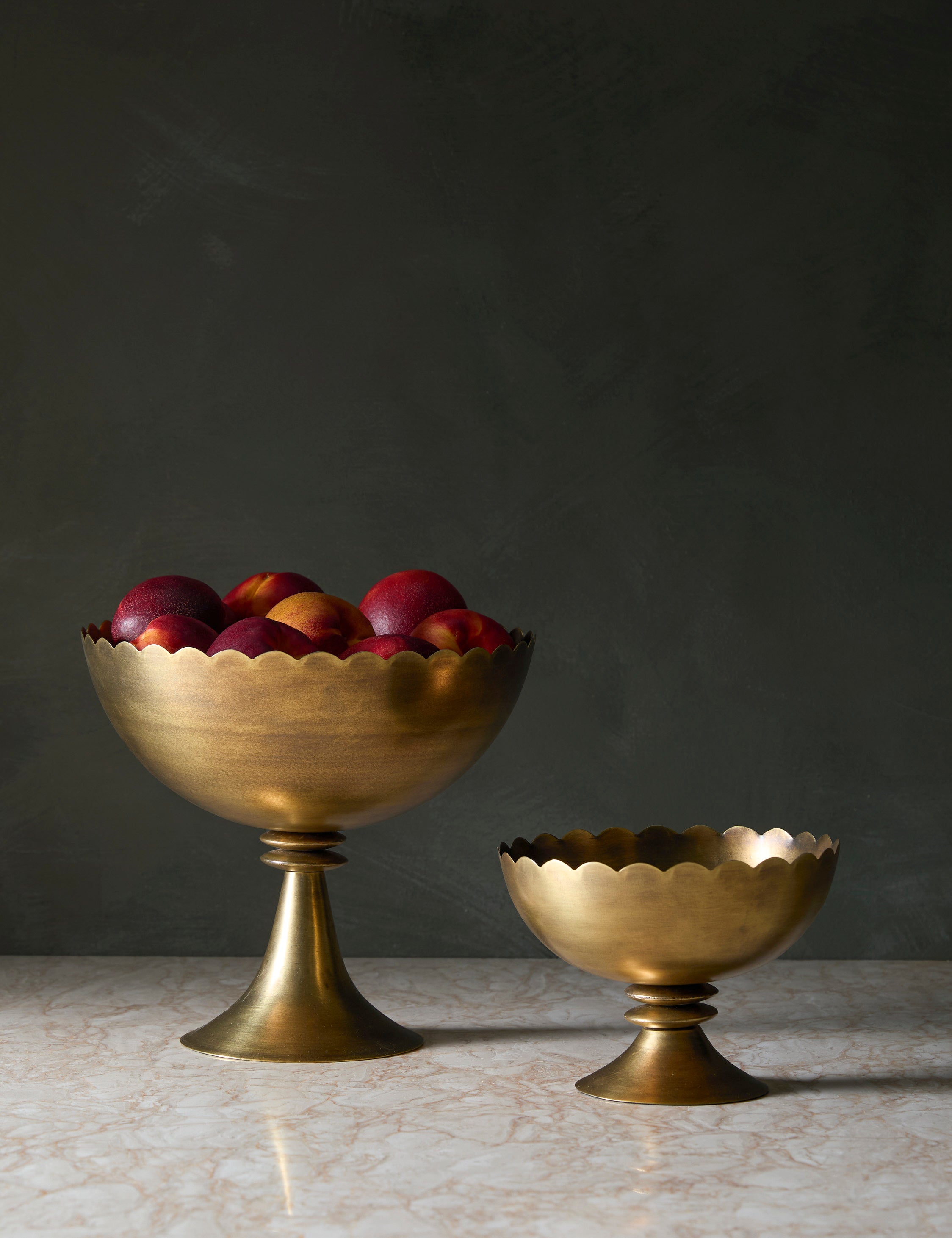 Scalloped Compote Bowl (Set of 2) - Brass - Image 2