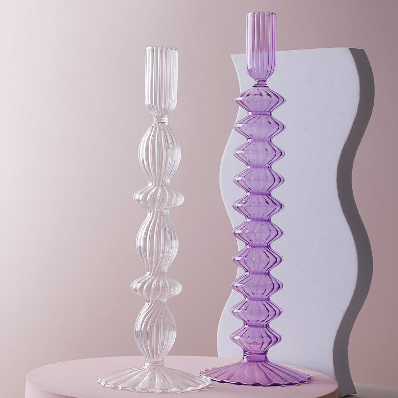 Macaroon Glass Ripple Candle Holders - Image 3