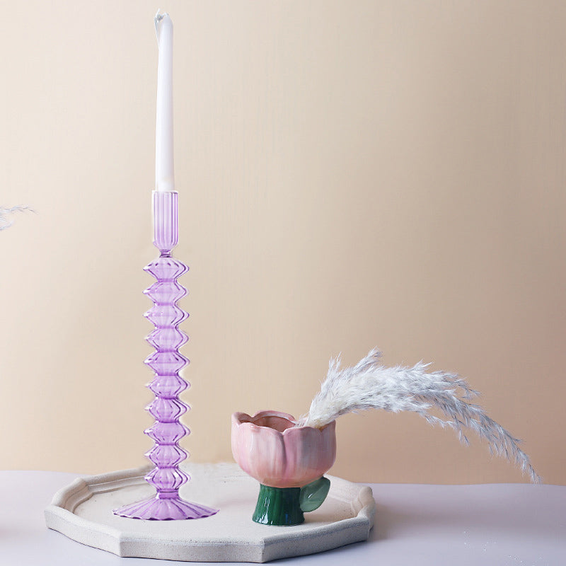 Macaroon Glass Ripple Candle Holders - Image 4
