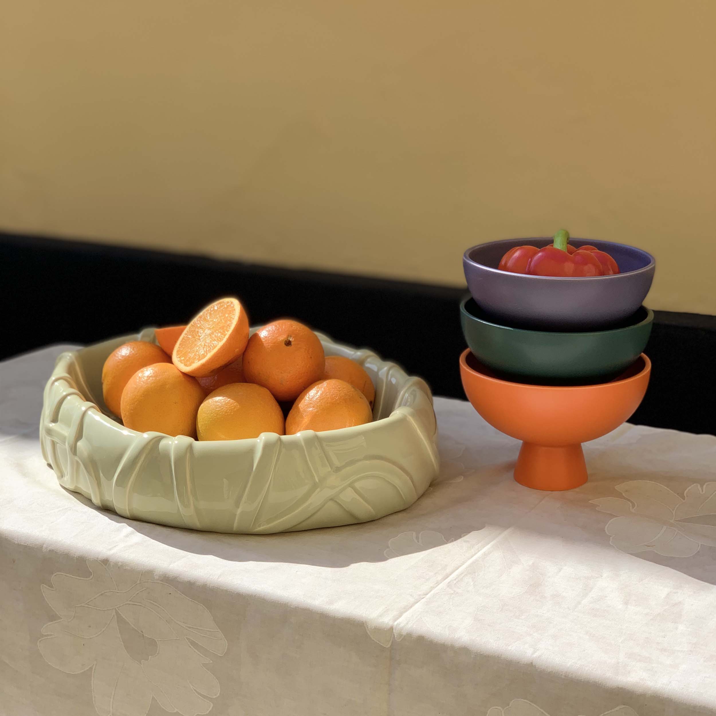 Pale Green Serving Platter - Gloss Sculpted Surface - Image 3