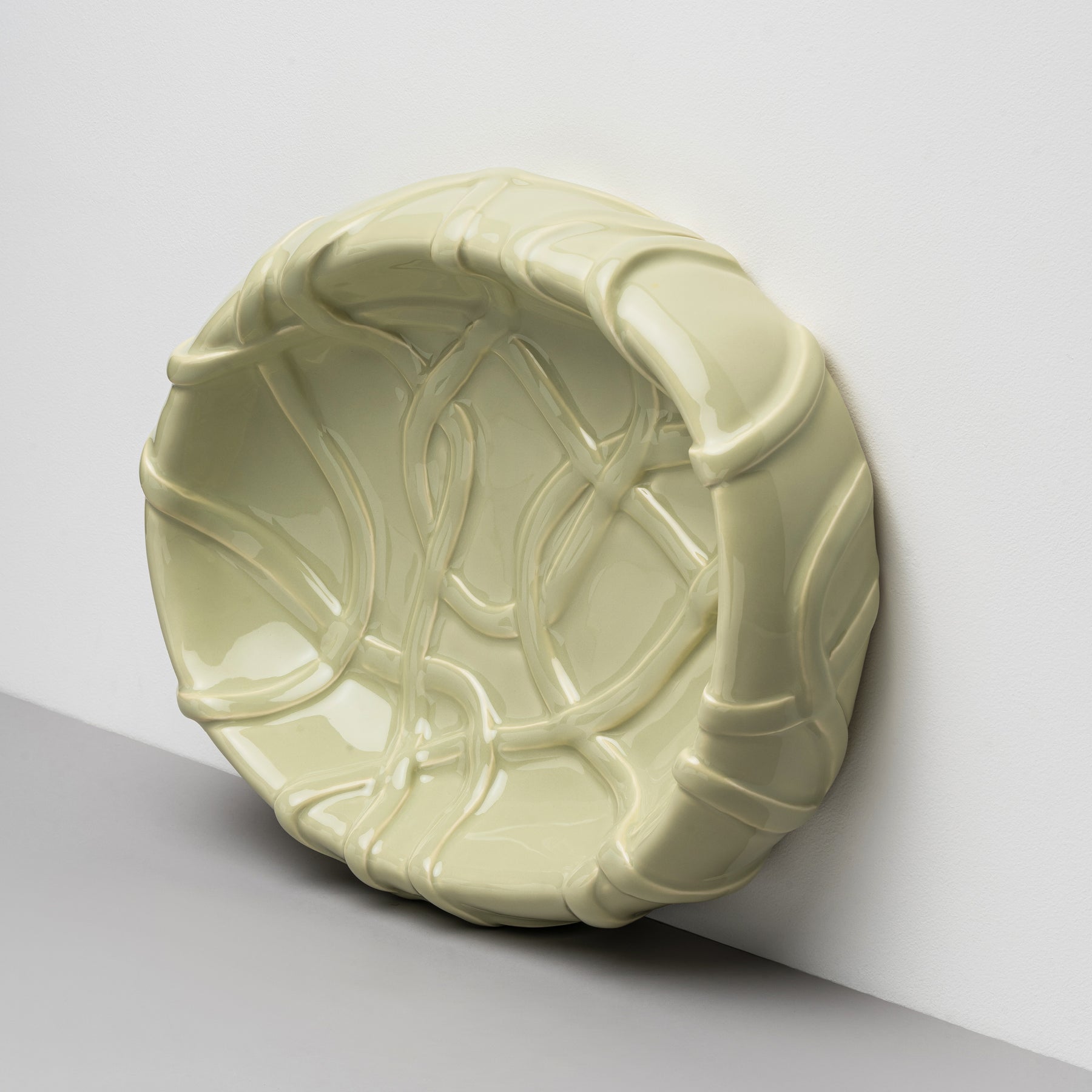 Pale Green Serving Platter - Gloss Sculpted Surface