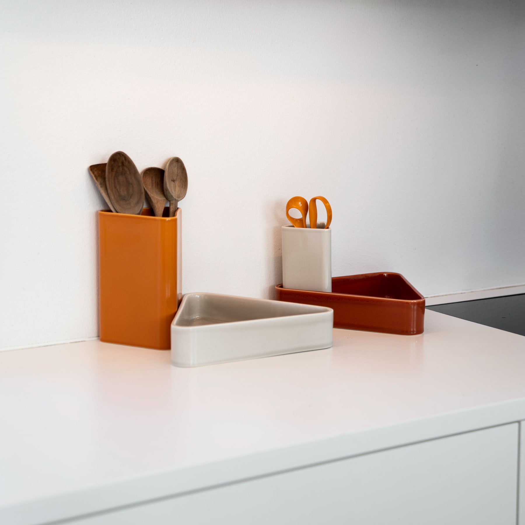 Concrete Grey Geometric Bowl - Low-Profile Triangle Silhouette - Image 2