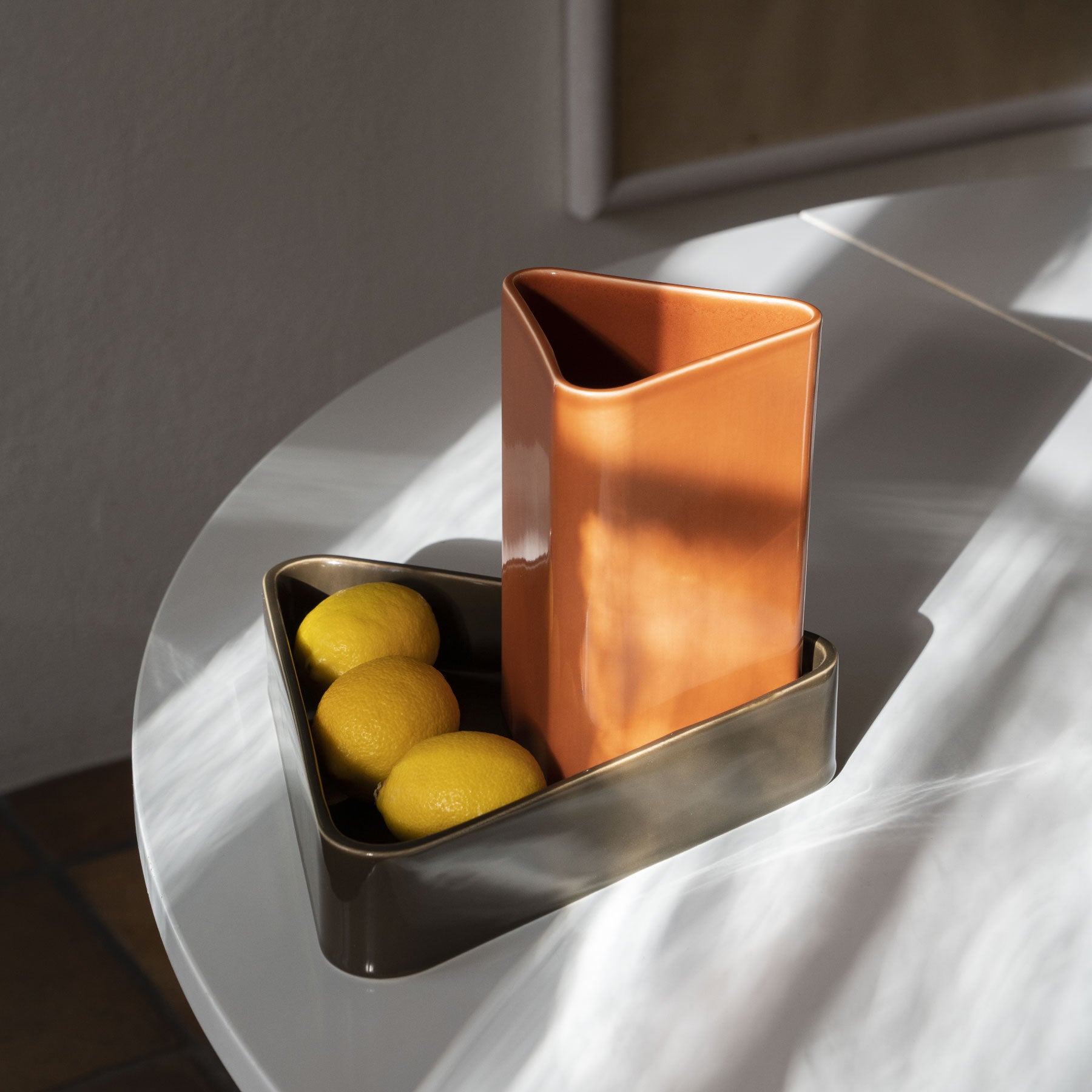 Wetland Green Fruit Tray - Sculpted Rounded Triangle - Image 2