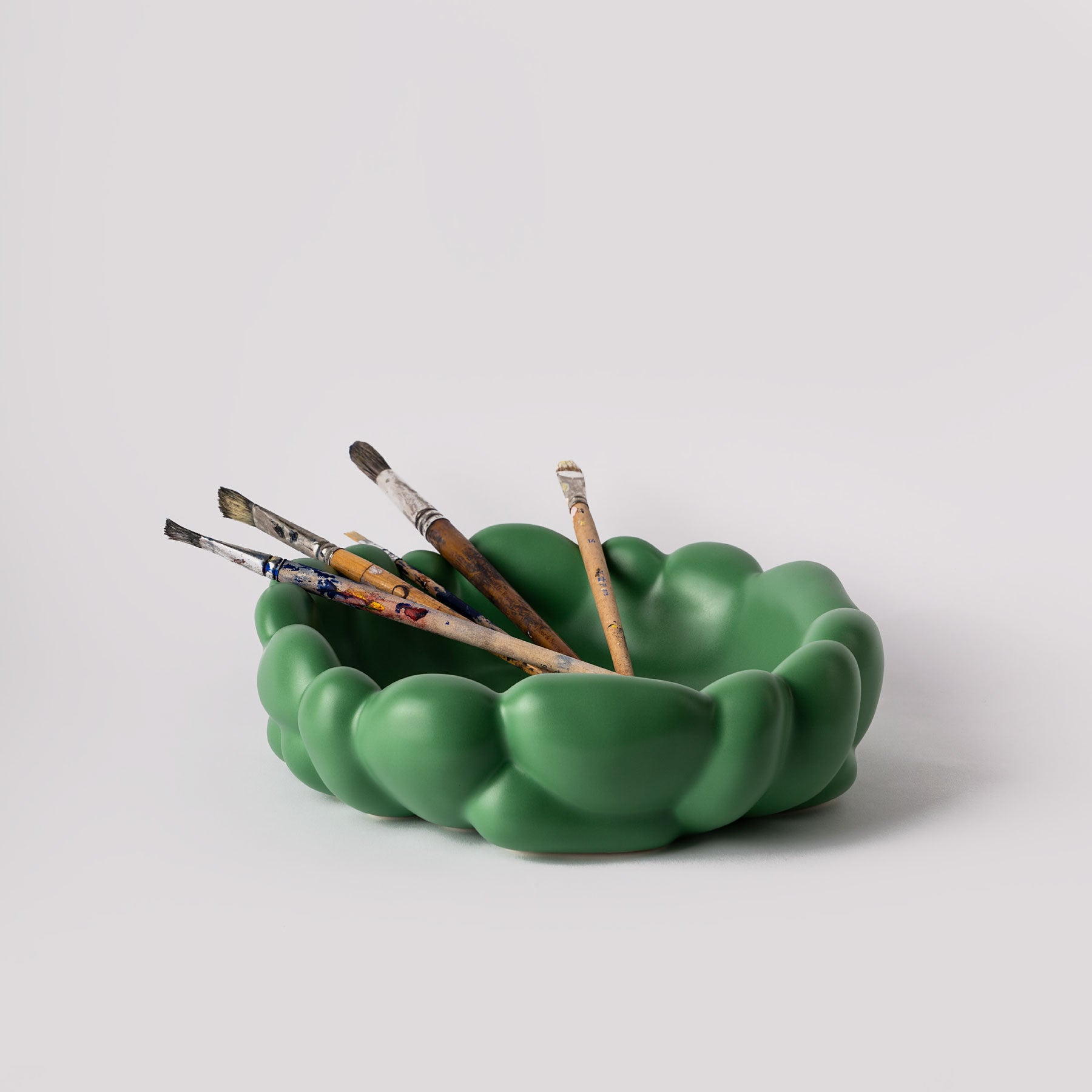 Sloe Green Decorative Bowl - Organic Cloud Rim - Image 2