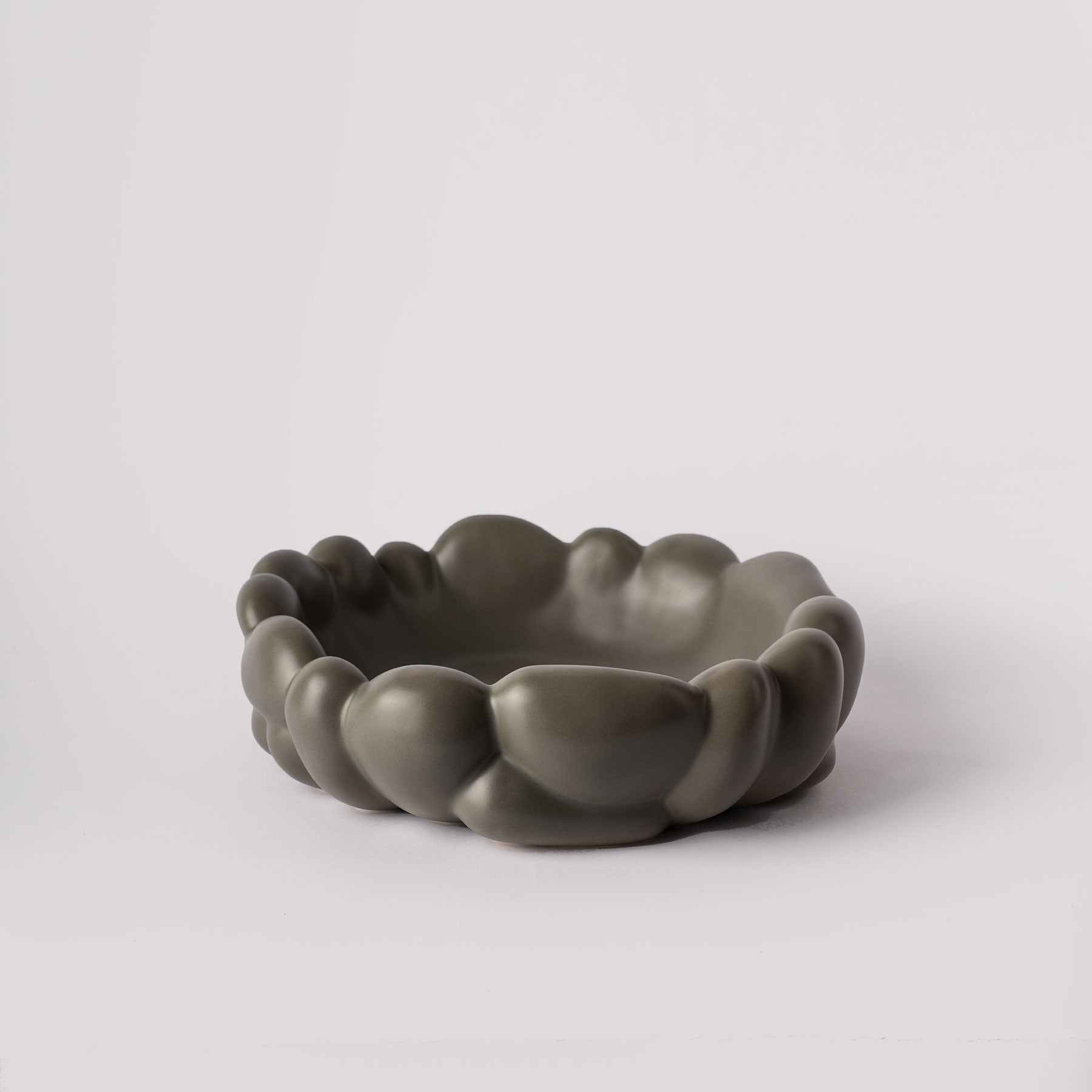 Smoke Green Centerpiece Bowl - Soft Cloud-Edge Silhouette