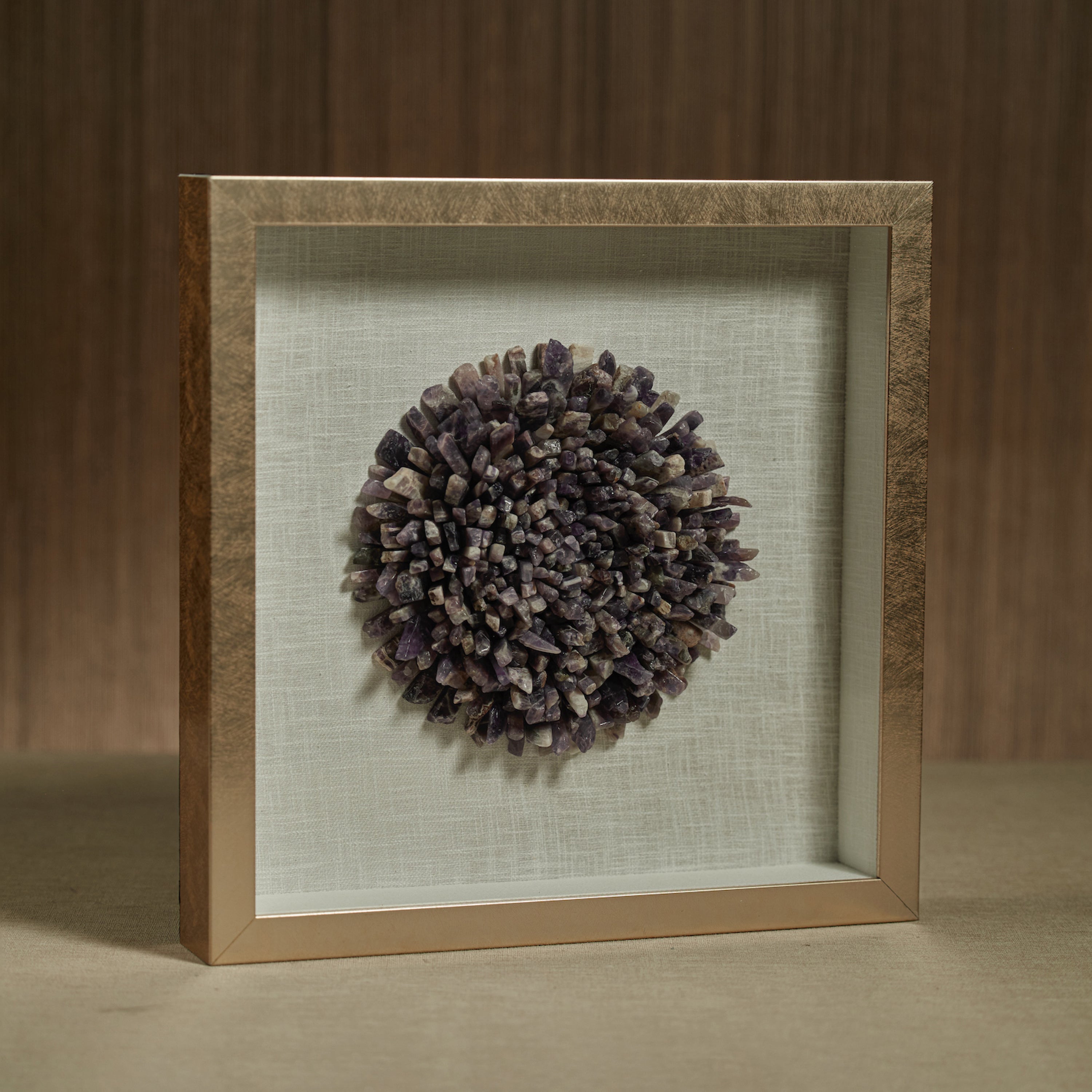 Gold Framed Amethyst Crystal Wall Art