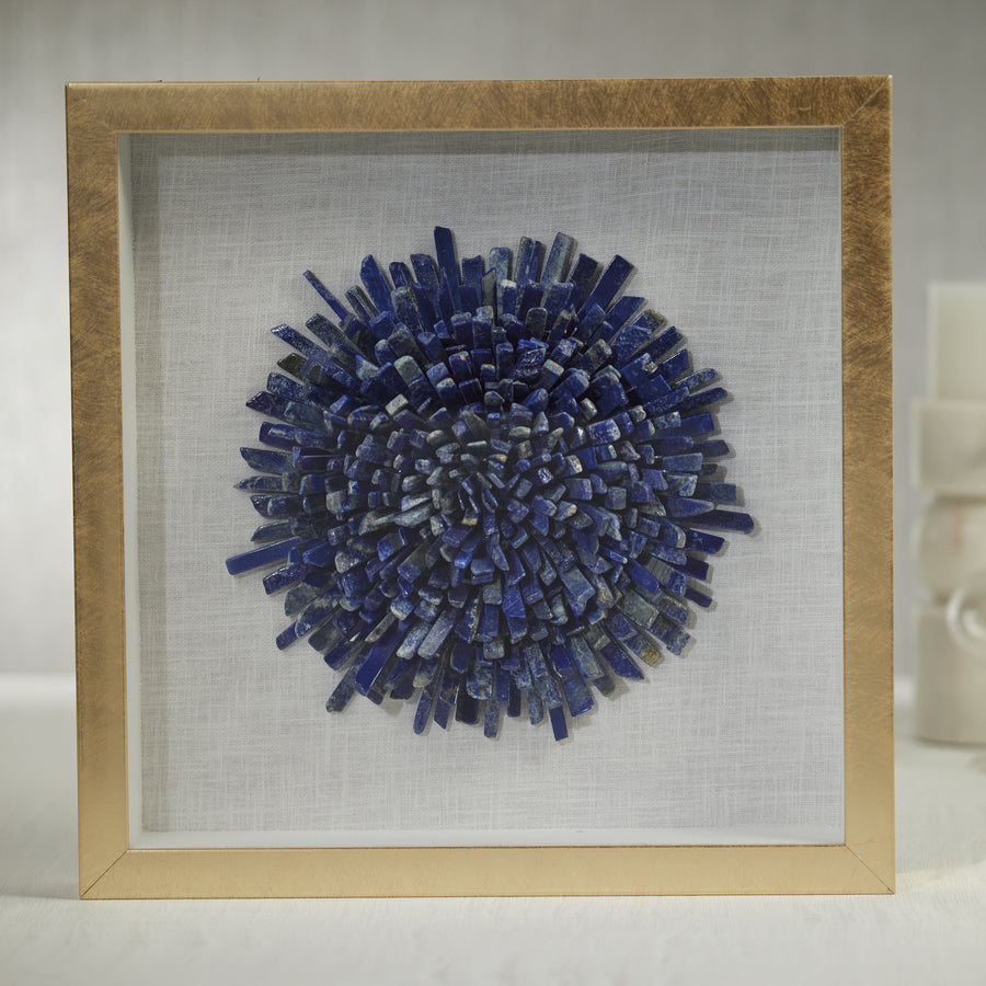 Gold Framed Blue Lapis Flower Wall Art
