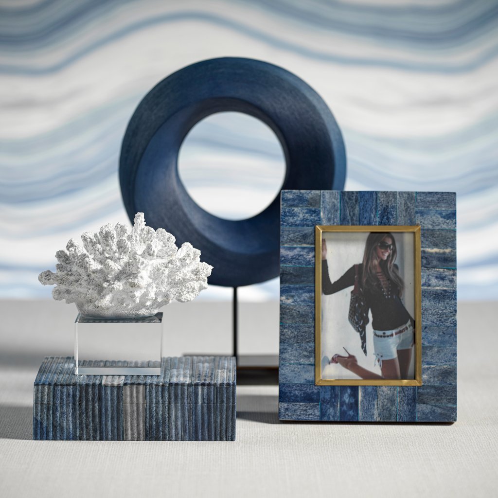 Bone Photo Frame with Inner Brass Trim