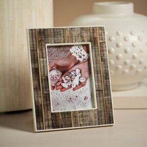 Horn Photo Frame with Bone and Brass Inlay