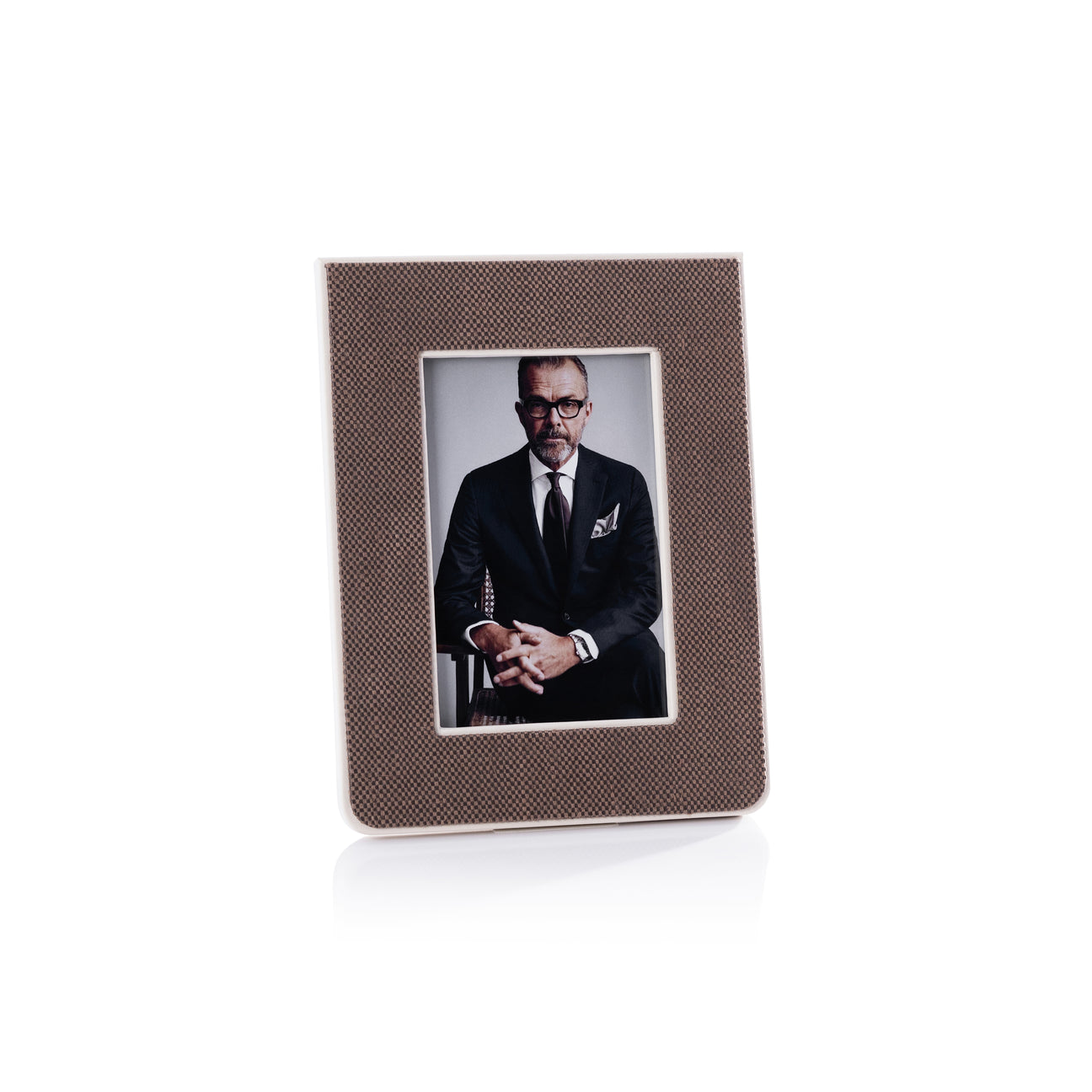 Raffia Over Nappa Cream Photo Frame