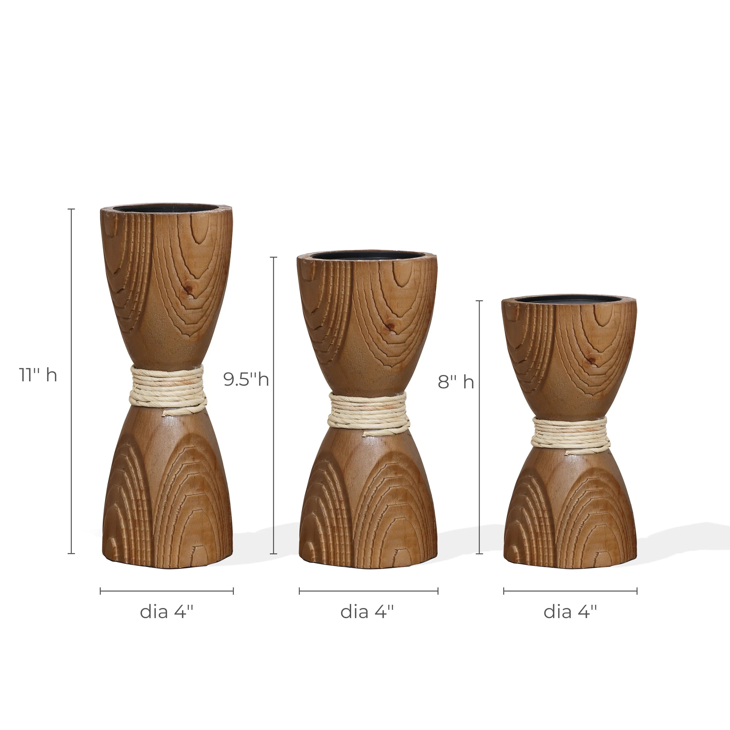 Wood candle holder, set of 3 - Image 9